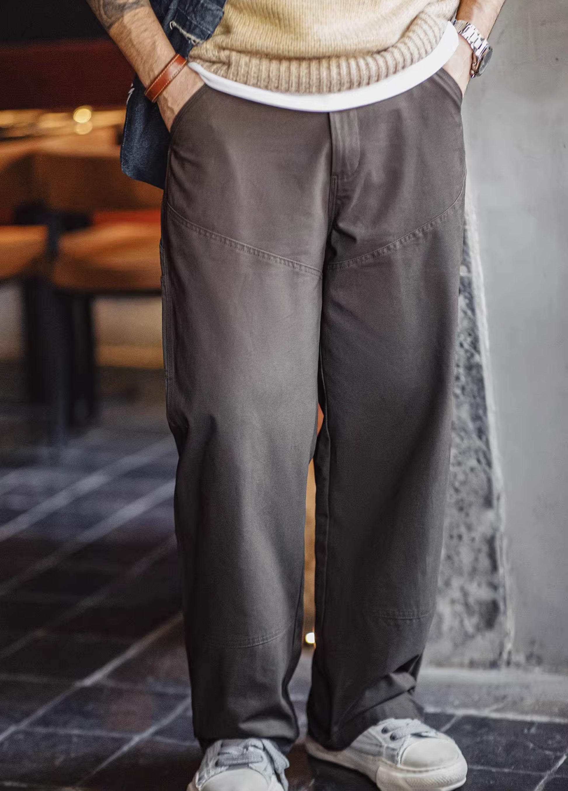 American Retro Clean Fit Logging Texture Sense Cotton Men's Trousers - Harmony Gallery