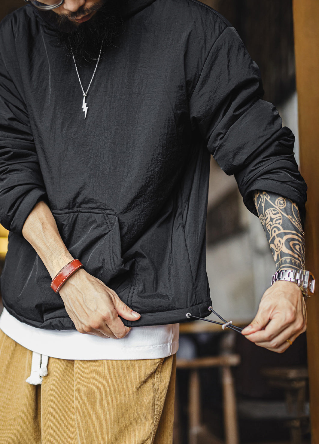 American Fleece Pullover With Pockets Commuting Fleece Lined Warm Men's Sweater - Harmony Gallery