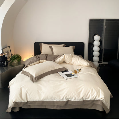 Light Luxury Pure Cotton Brushed Four-Piece Thickened Bed Set - Harmony Gallery