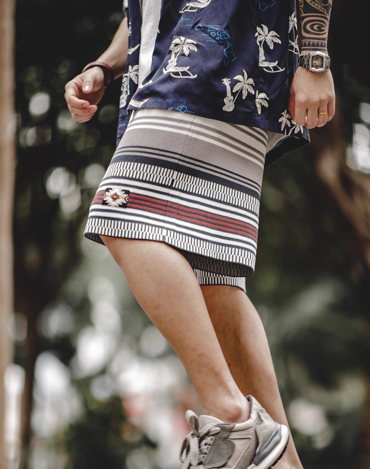 American Retro Knitted Heavy Contrast Color Straight Beach Men's Shorts - Harmony Gallery