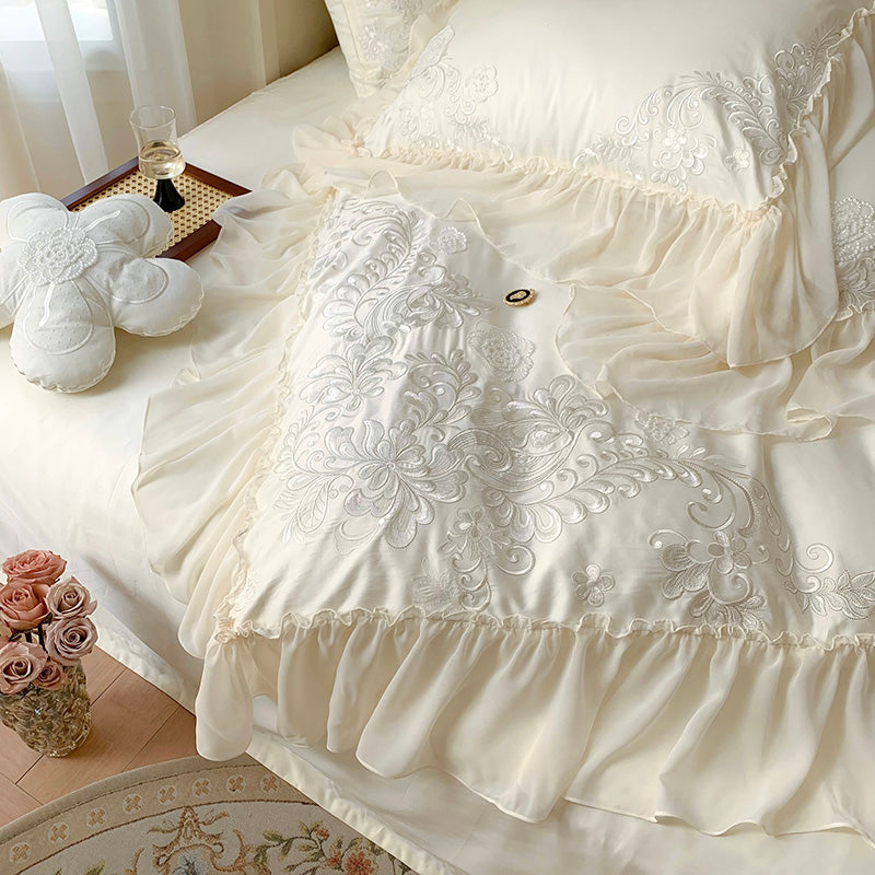 French Romantic Lace Princess Soft Cotton Four-Piece Bed Set - Harmony Gallery