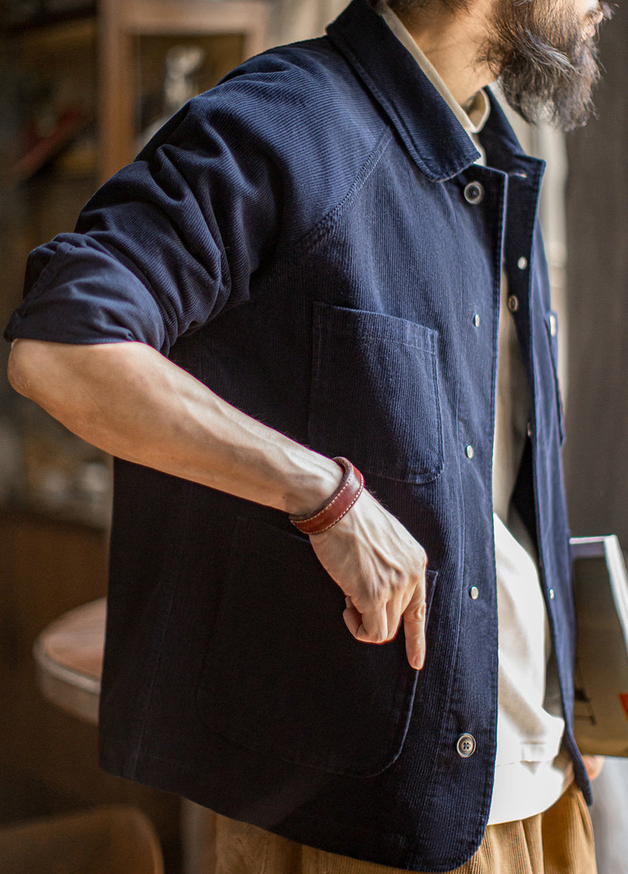 American Retro Corduroy Four-Pocket Hunting Short Thin Men's Jacket - Harmony Gallery