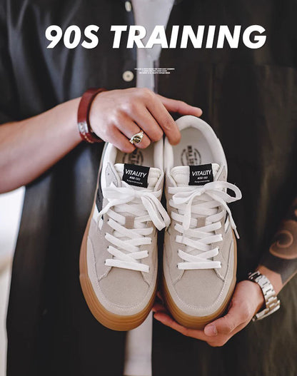 American Retro Versatile Moral White Flat Men's Sports Shoes - Harmony Gallery