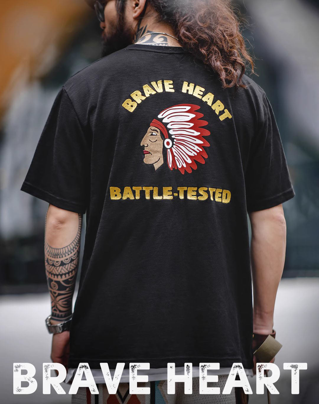 American Retro Navajo Heavy Embroidered Printed Men's T-Shirt - Harmony Gallery