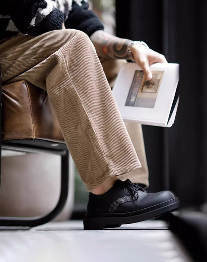 Derby Retro Casual Work Matte Versatile Leather Men's Dress Shoes - Harmony Gallery
