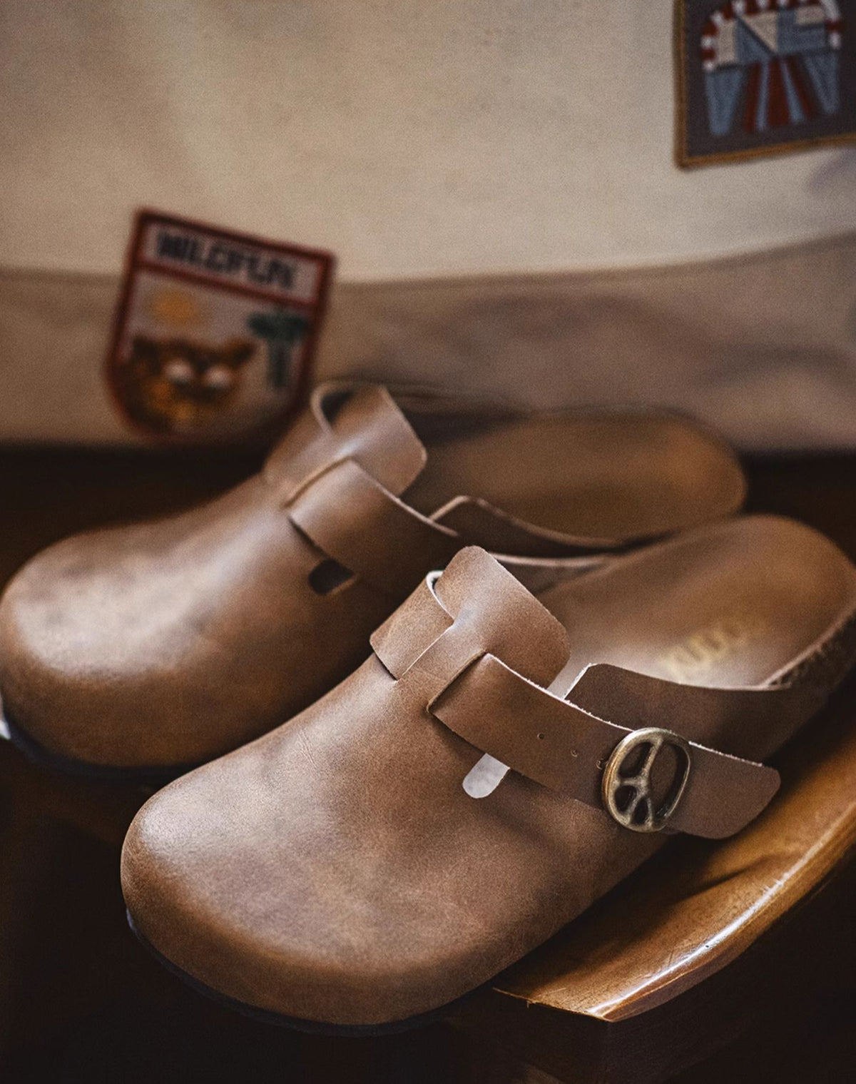 Mules Retro Crazy Horse Leather Lazy Half Slippers Cork Toe Men's Sandal - Harmony Gallery
