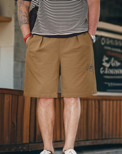 American Retro Graffiti Printed Pure Cotton Half-Length Men's Shorts - Harmony Gallery