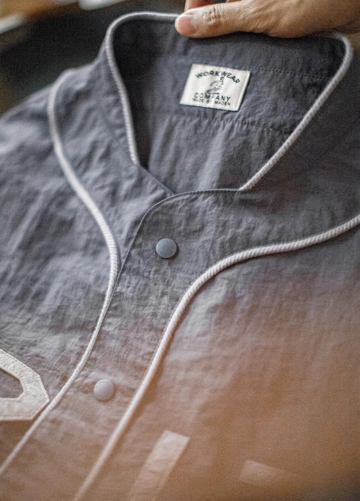 American Casual GRIT Baseball Uniform Patch Embroidered Gray Thin Men's Shirt - Harmony Gallery
