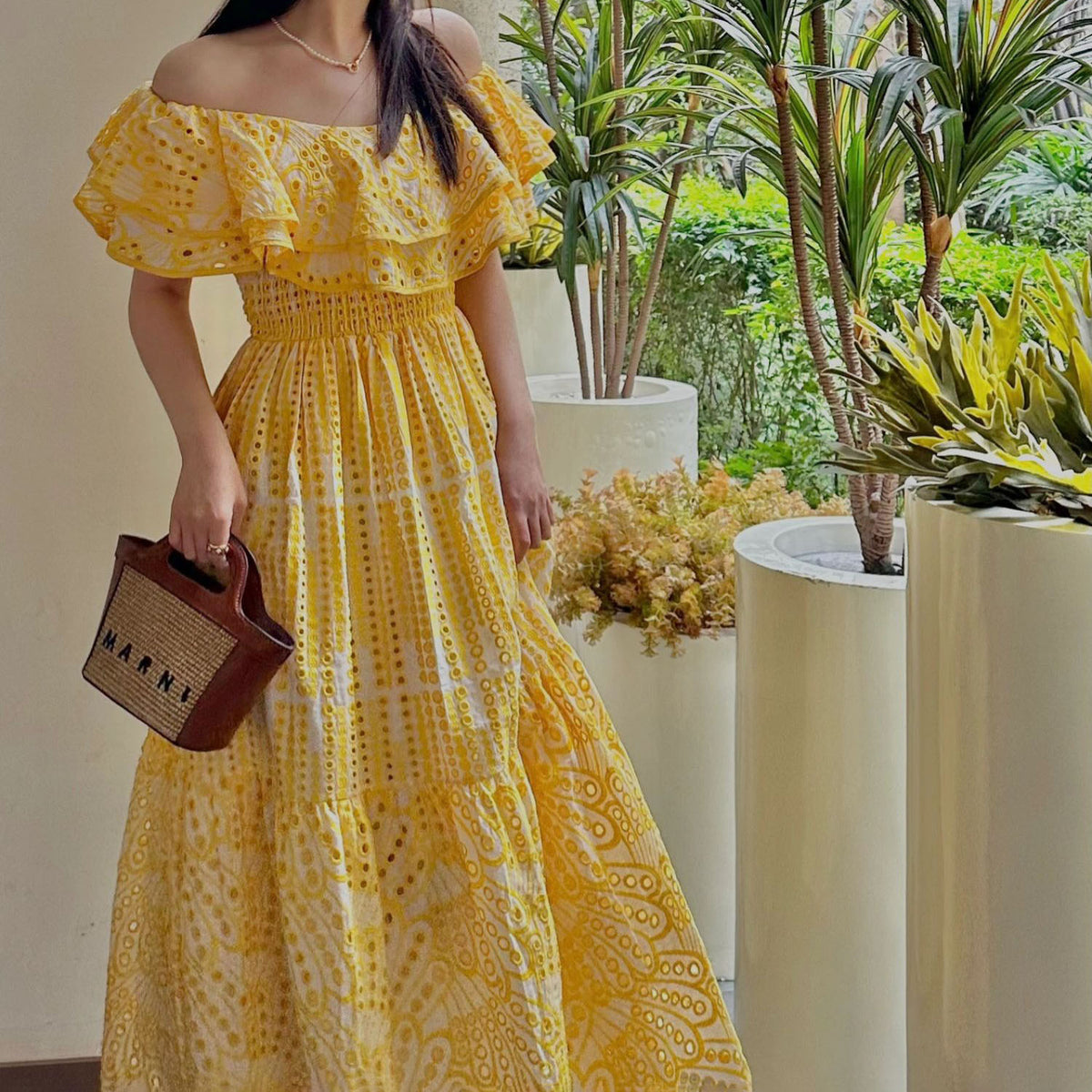 French Embroidery Hollow Travel Vacation Women's Dress - Harmony Gallery