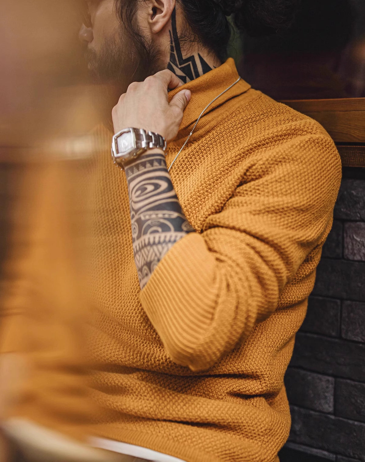 American Retro Pineapple Pullover Inner Wear Knitted Men's Sweater - Harmony Gallery