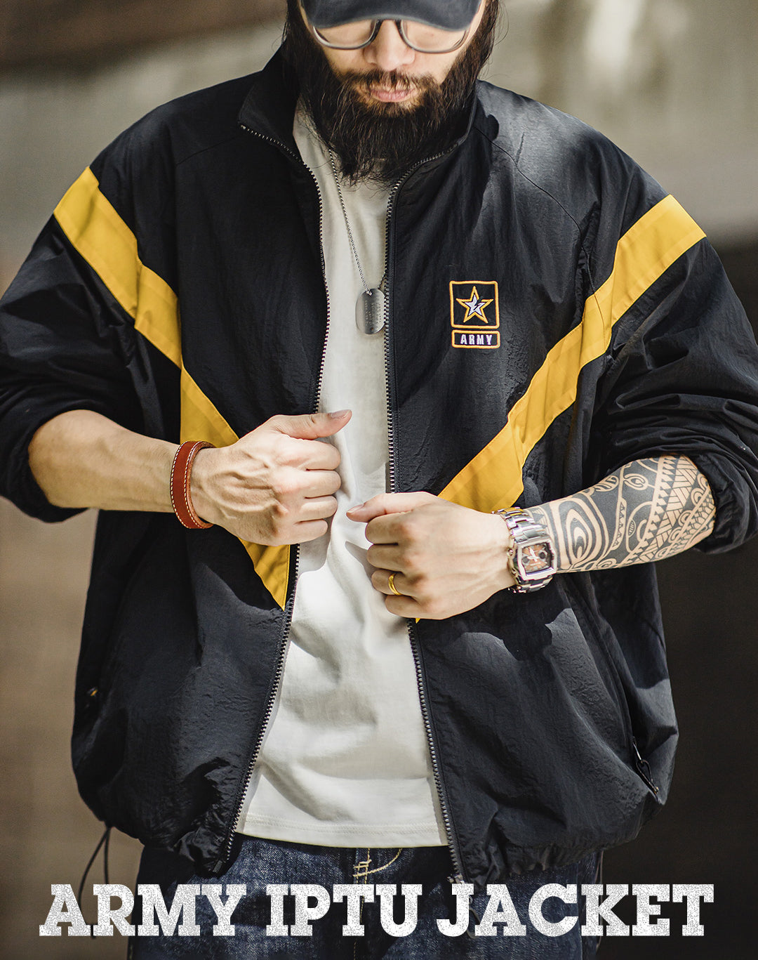 American Retro ARMY IPFU Contrast Color Sports Men's Jacket - Harmony Gallery