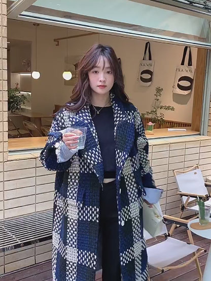 Duffle Plaid Mid-Length Thickened High-End Woolen Women's Coat
