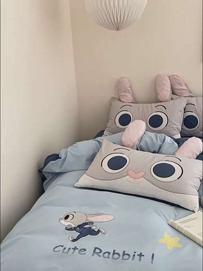 Zootopia Rabbit Police Washed Cotton Four-Piece Bed Set