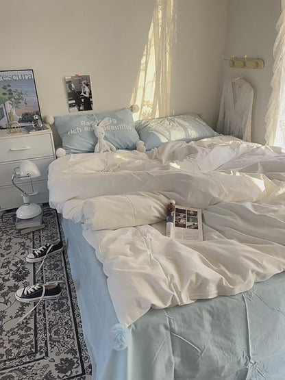 Girly Heart Washed Pure Cotton Skin-Friendly Four-Piece Bed Set