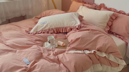 Cotton Heart Cream Cool Air Conditioning Three-Piece Bed Set