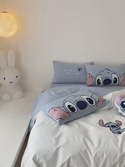 Cute Washed Cotton Stitch Four-Piece Bed Set