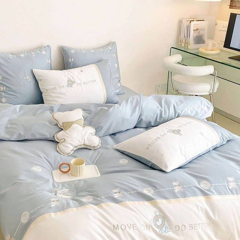 Long-Staple Five-Piece Pure Cotton Cute Bear Bed Set - Harmony Gallery