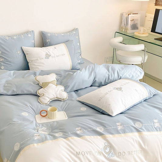 Long-Staple Five-Piece Pure Cotton Cute Bear Bed Set - Harmony Gallery