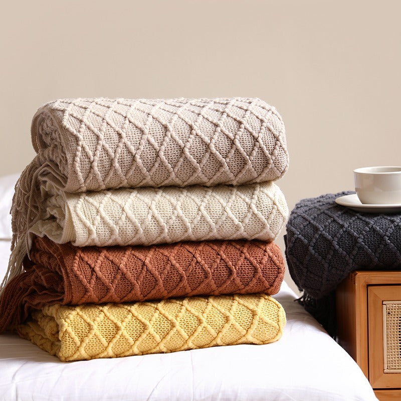 Four Seasons Knitted Bedroom Decorative Sofa Blanket - Harmony Gallery