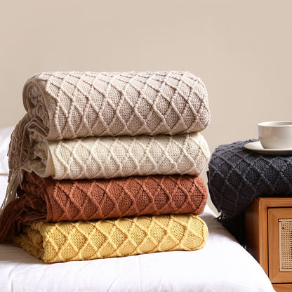 Four Seasons Knitted Bedroom Decorative Sofa Blanket - Harmony Gallery