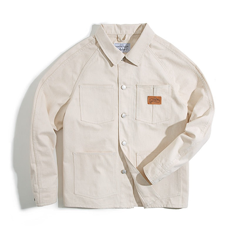 Casual Tooling French Retro Hunting Denim Slim Men's Coat - Harmony Gallery
