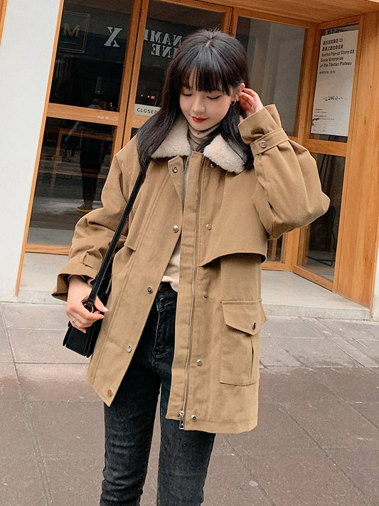 Cotton Port Style windbreaker Loose Women's Coat - Harmony Gallery