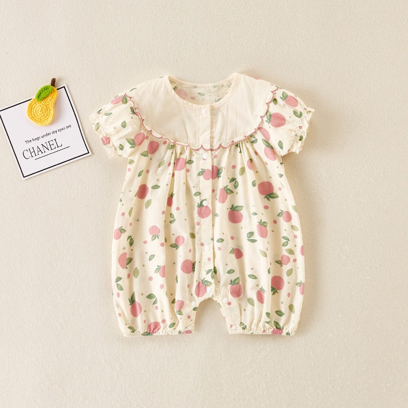 Summer Thin One-Piece Cute Full Moon Baby Girl Romper - Harmony Gallery