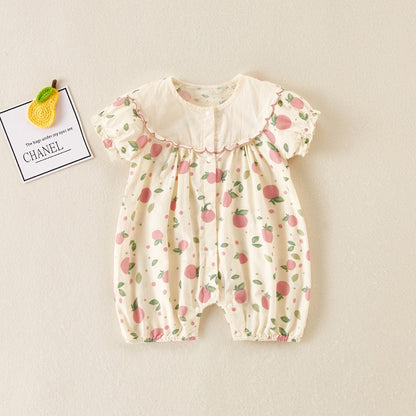 Summer Thin One-Piece Cute Full Moon Baby Girl Romper - Harmony Gallery