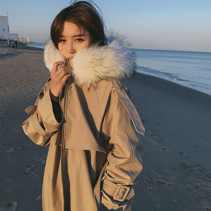 Faction Mid-Length Fur Collar Cotton Women's Coat - Harmony Gallery
