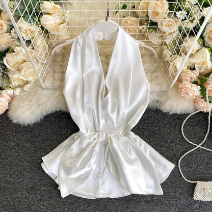 American Strapless Sexy Backless Temperament Satin Women's Top - Harmony Gallery