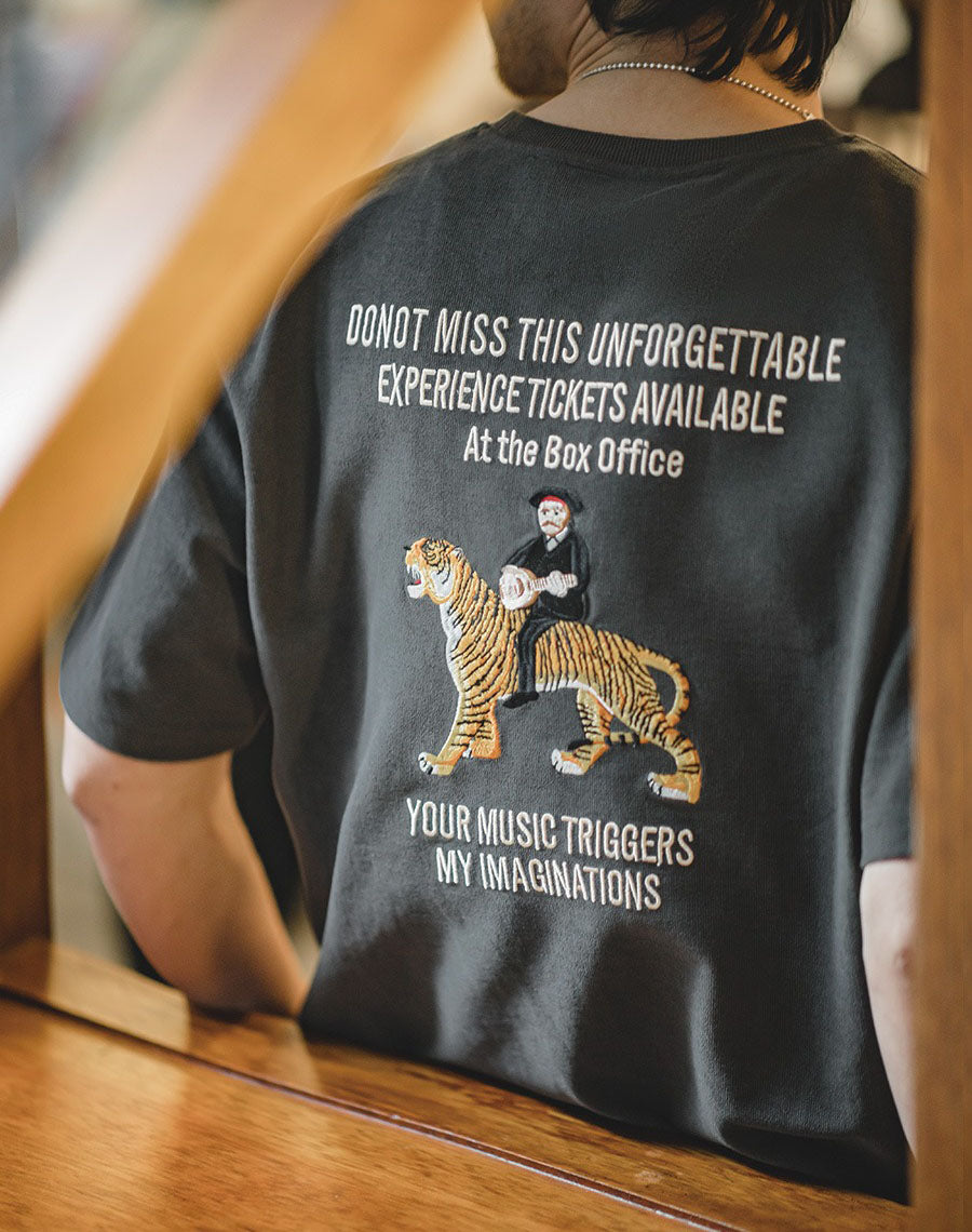American Retro Tatami Embroidery Tiger Men's T-Shirt - Harmony Gallery