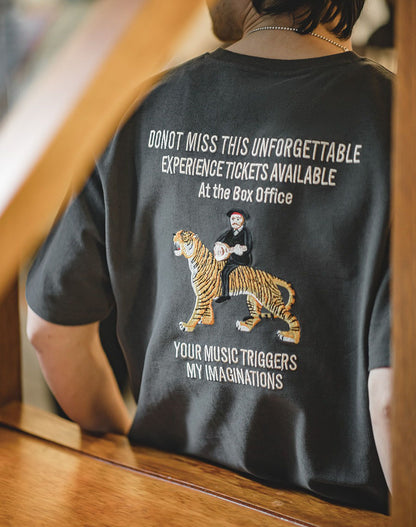 American Retro Tatami Embroidery Tiger Men's T-Shirt - Harmony Gallery