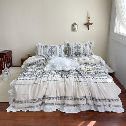 Nordic Washed Cotton Four-Piece Skin-Friendly Bed Set - Harmony Gallery