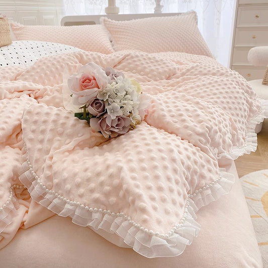 Princess Winter Milk Four-Piece Double-Sided Velvet Bed Set - Harmony Gallery