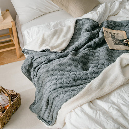Princess Wind Knitted Tassel Plus Velvet Towel Sofa Blanket - Harmony Gallery