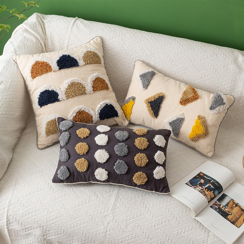 Cotton Tufted Pillow Light Luxury Cover Homestay Sofa Cushion - Harmony Gallery