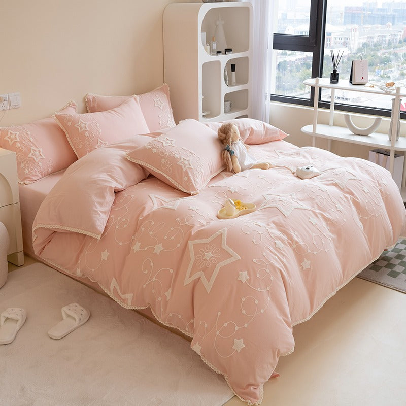 Light Luxury Cotton Four-Piece Set Fresh Princess Bed Sheet - Harmony Gallery