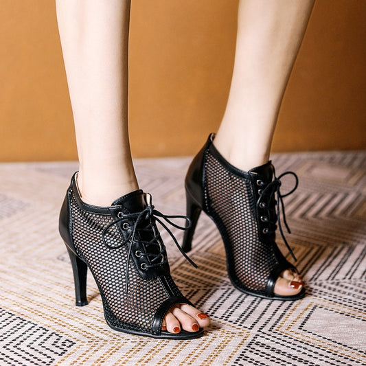 Lace-Up Open Toe Summer High Heels Women's Shoes - Harmony Gallery