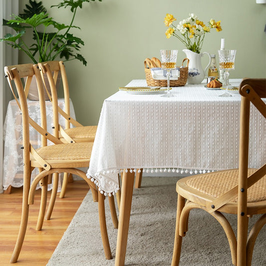 Pure Fresh Cotton French White Rectangular Dining Tablecloths - Harmony Gallery