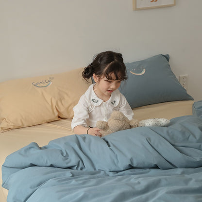 Washed Cotton Four-Piece Color Matching Princess Bed Set - Harmony Gallery
