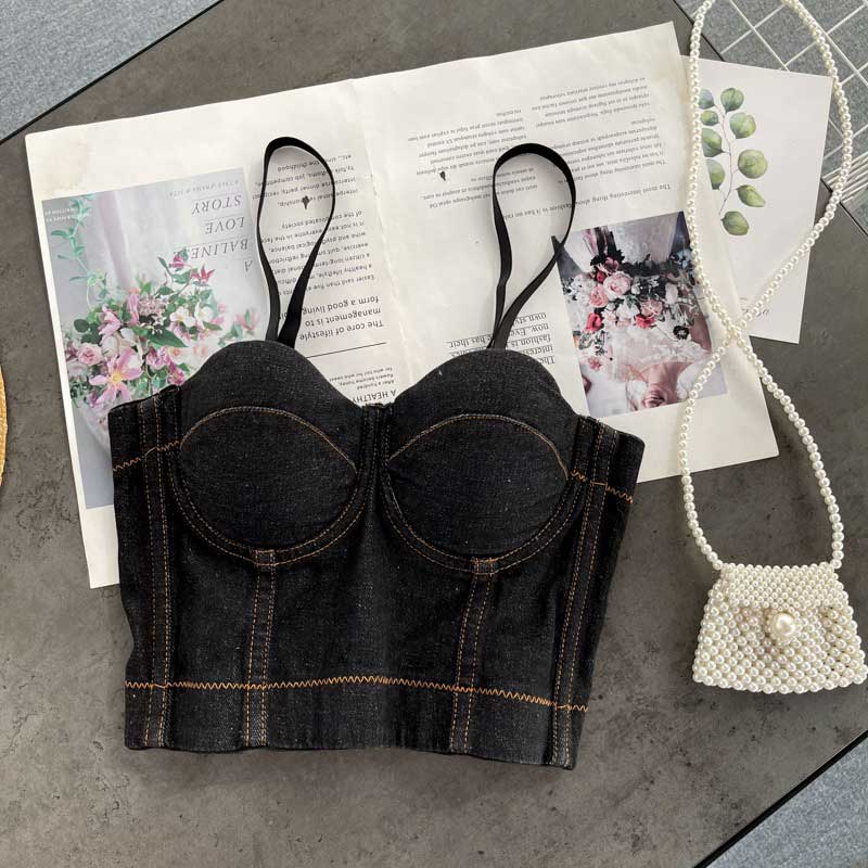 American Style Denim All-Match Bra Top - Harmony Gallery