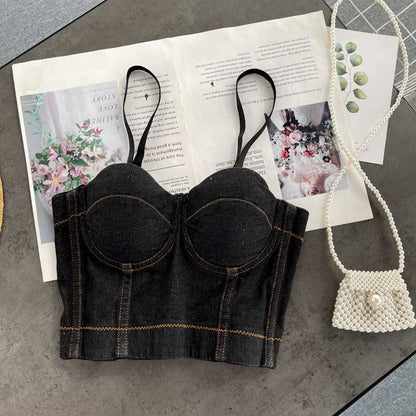 American Style Denim All-Match Bra Top - Harmony Gallery