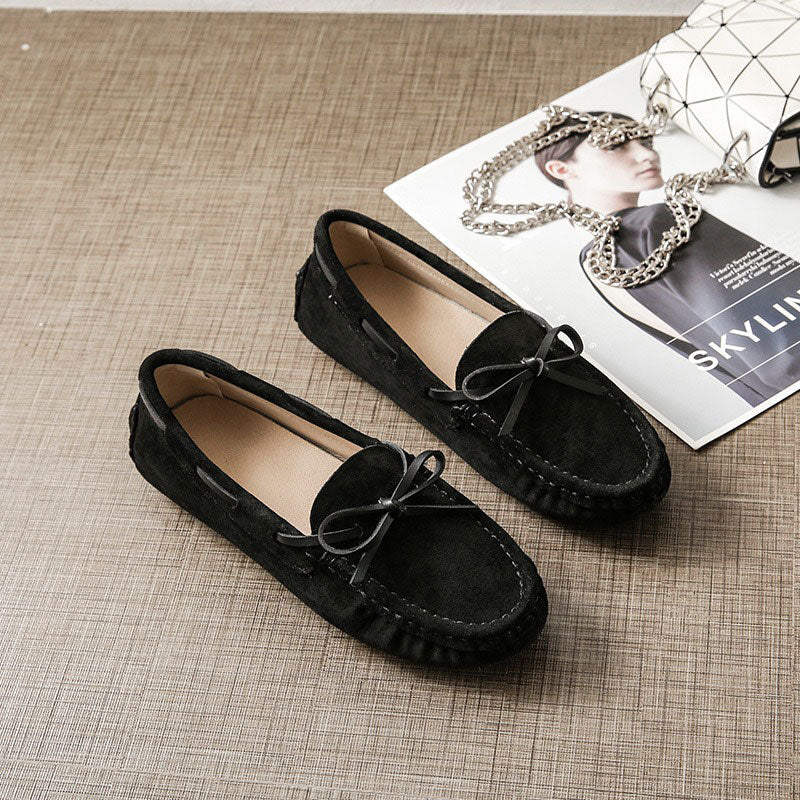 Genuine Leather Comfy Scoop Frosted Flat Women's Loafer - Harmony Gallery
