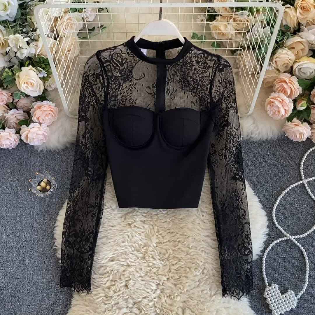 Sexy Lace Hollow Halter Western Chain Link Women's Top - Harmony Gallery