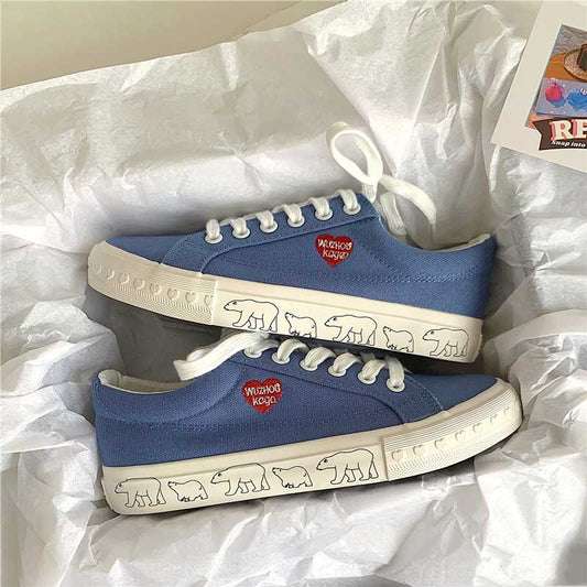 Casual Love Embroidery Graffiti Canvas Women's Shoes - Harmony Gallery