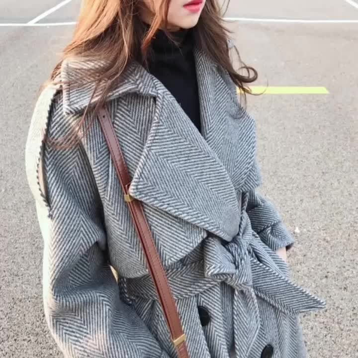 Mid-Length Casual Woolen Loose Women's Coat - Harmony Gallery