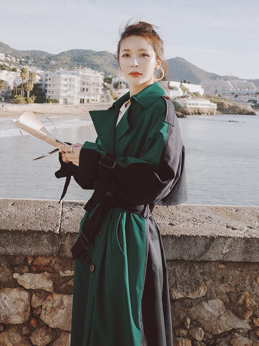 British Hepburn Windbreaker Over The Knee Women's Coat - Harmony Gallery