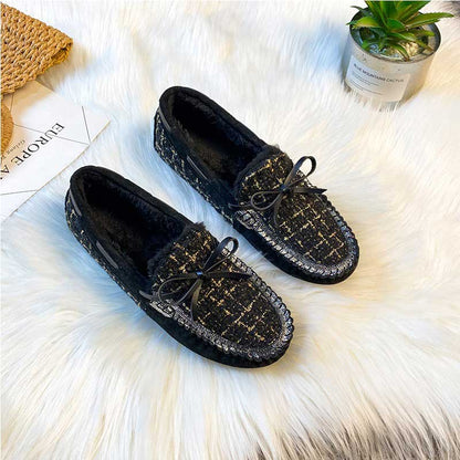 Trendy Winter Leather Non-Slip Women's Flat Loafer - Harmony Gallery