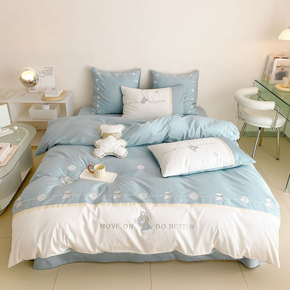 Long-Staple Five-Piece Pure Cotton Cute Bear Bed Set - Harmony Gallery