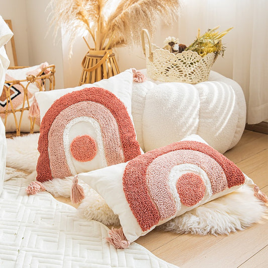 Embroidery Pink Rainbow Living Room Sofa Cushion - Harmony Gallery